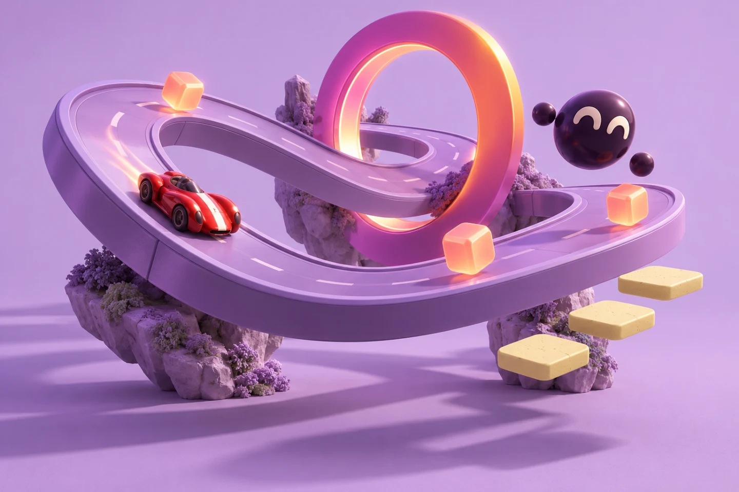 A colourful mobile racing game world